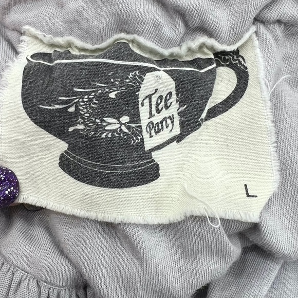 ANTHROPOLOGIE TEE PARTY LIGHT GRAY RUFFLED ELASTIC NECK LOOSE FIT TANK TOP - Picture 10 of 14